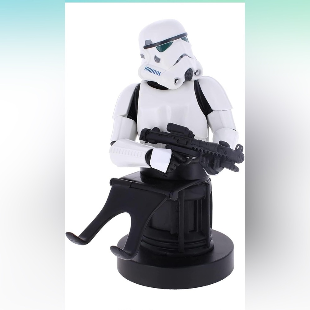 White and Black VR Headset Stand with Stormtrooper Theme